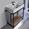 Modern  Console Vanity, Marble Style Sink, 35